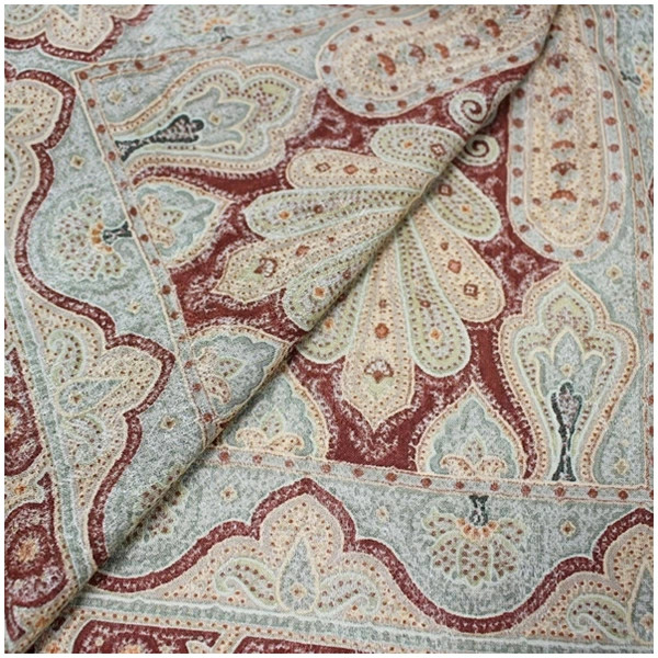 ETRO Wool Silk Rectangular Large Scarf Green x Br… - image 7