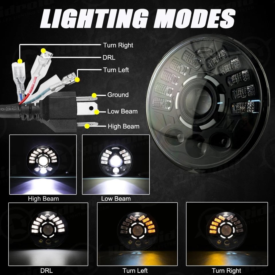 For Freightliner Coronado 7inch Round LED Headlights + 4inch LED Fog Light Combo - Image 4 of 4