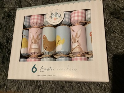 NEU UND VERPACKT Neu Packung mit 6 Osterknackern 8 Zoll - Hase Ei Küken - Hut Witz Geschenk