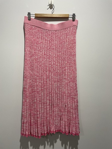 Portmans Pink Knit A-Line Pleated Skirt Size L Elasticated Waist