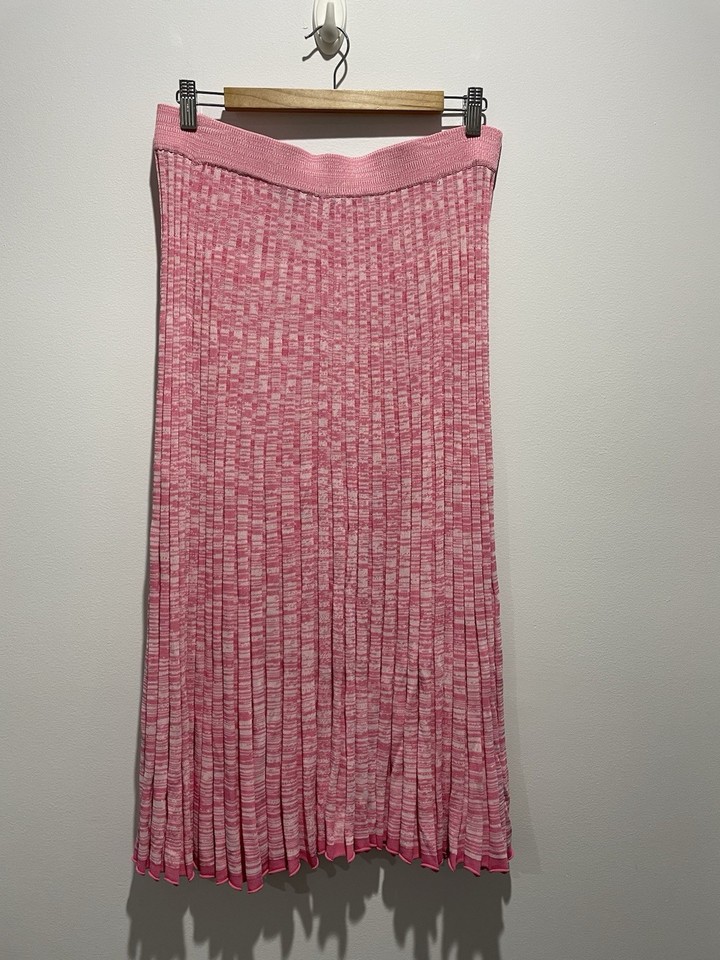 Portmans Pink Knit A-Line Pleated Skirt Size L Elasticated Waist