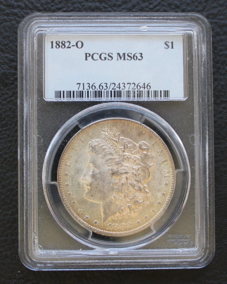 Silver MS 63 Graded 1882 Year Morgan US Dollars (1878-1921) for
