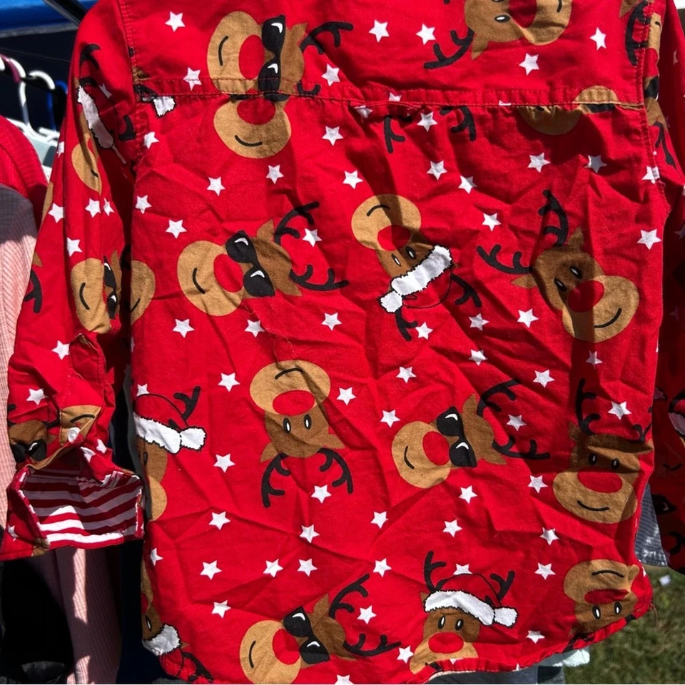 Denim & Flower Ricky Singh Kids 3T Red Reindeer Christmas Shirt Santa Stars 3-4Y - Image 4 of 4