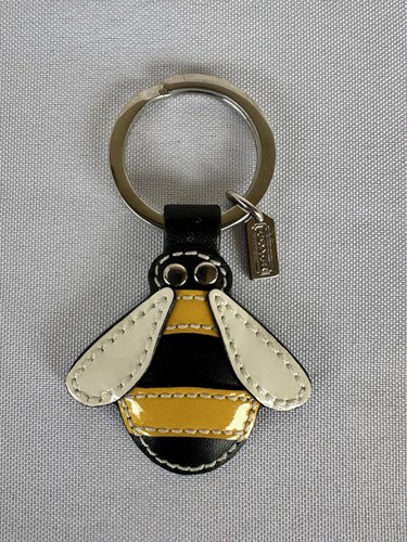 Rare Coach Y2K Vintage Bumble Bee Bee Leather Key Fob Keychain Bag Charm 5764