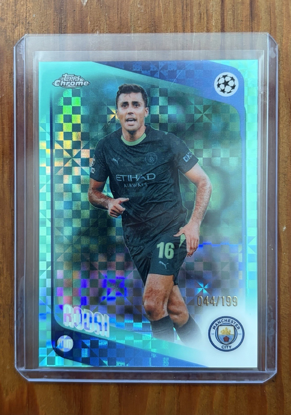 2025-26 Topps Chrome UEFA Club Competitions Rodri Aqua X-Fractor /199 #171