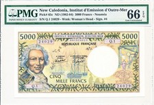 Institut d Emission New Caledonia 5000 Francs ND(1982-84) Noumea PMG 66EPQ