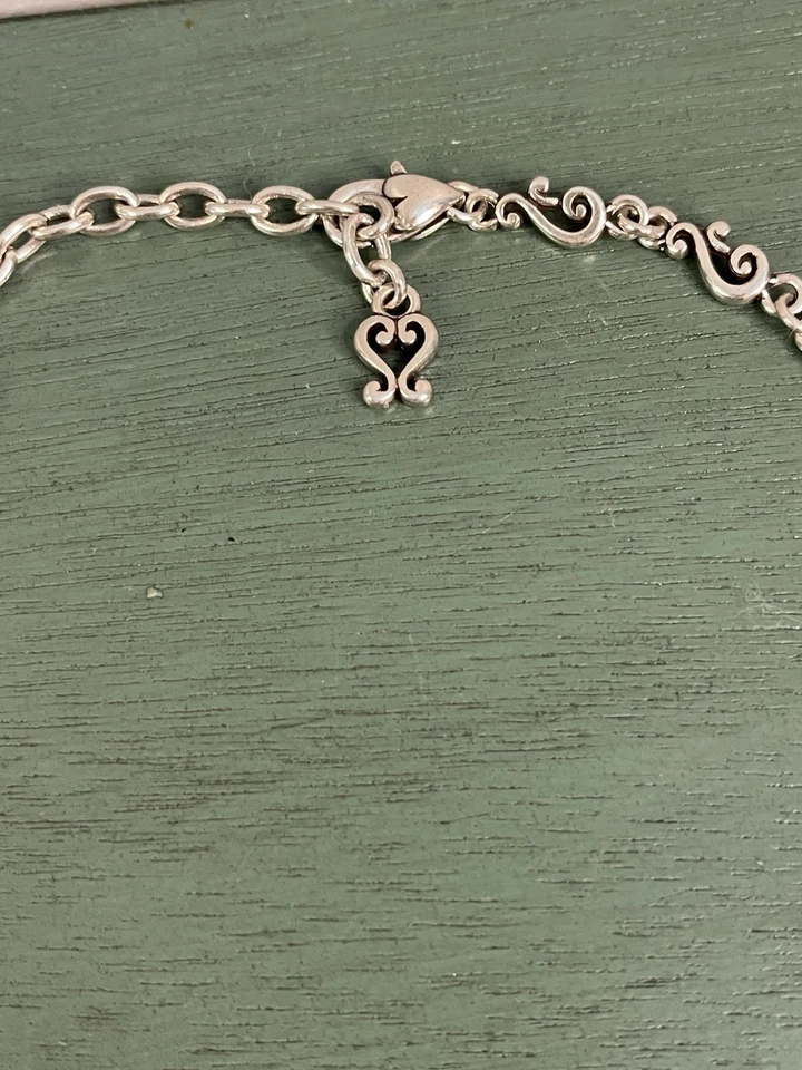 Collar Brighton Retirado Vivaldi Corazón Pergamino Gota Perla Colgante Tono Plateado 18" Foto 2 de 4