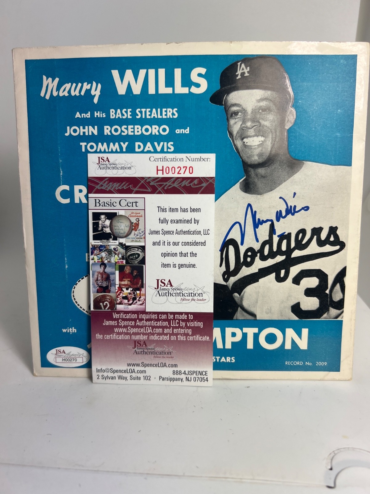 Maury Wills Autographed Signed Los Angeles Dodgers Rare Glad Hamp Record-Lionel Hampton--JSA 