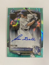 2025 Bowman Draft Chrome Sean Gamble Aqua Wave Refractor Auto /199