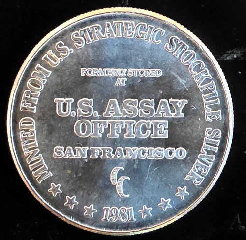 1981 US Assay Office Strategic Mint San Francisco Bullion-0.999 Silver 1 Oz Coin