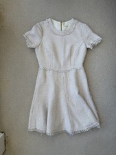 Nordstrom Eliza J Blush Tweed Fringe Hem Dress Petite 4 Pink