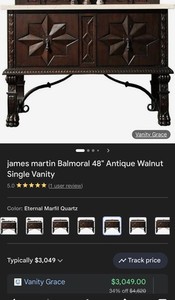 James Martin Balmoral 48" Antique Walnut Single Sink Bathroom Vanity Wood Marble
