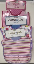 Cutie Pie Baby Bib 2 With Crumb Catcher Pocket 1 Regular Bib! (3 Pack)