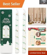 Elegant Unscented 10-Inch Taper Candles - Set of 2 with Playful Holiday Design
