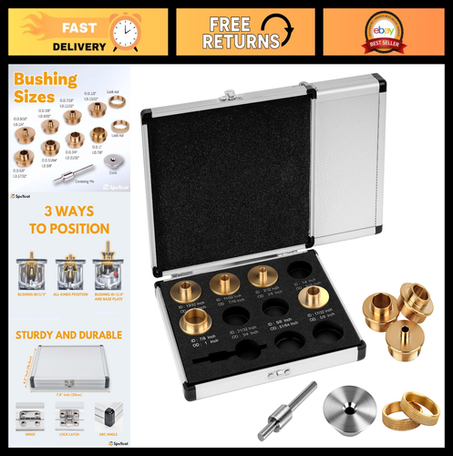 10-teiliges Messing Router Schablone Buchsen Set mit Zentrierstift & Kegel, Aluminium C - Bild 1 von 8