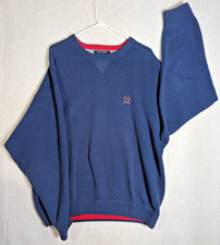 Vintage Tommy Hilfiger Sweater Navy Men's XXL Pullover 100 Cotton Heavy Warm