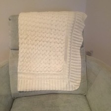 1950  s Ivory Baby Blanket by Allegheny Knit 35 x 38
