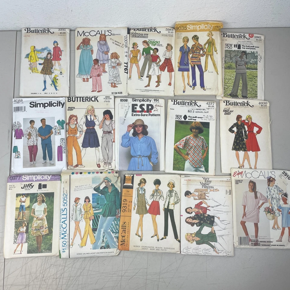 Sewing Pattern Lot Of 60 Kids Teens Adult Simplicity McCall Butterick Vogue 80s - Image 2 of 4