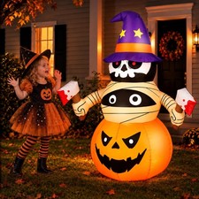 Best 4FT Inflatable Halloween Decoration Outdoor Blow Pumpkin Stacker Yard Decor