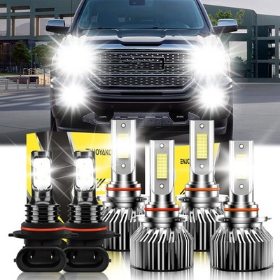 For GMC Sierra 2500 2003-2004 LED Headlight Hi/Lo + Fog Light Bulbs Bright White