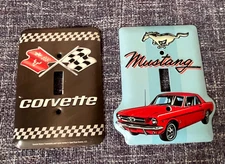 2 Corvette / Mustang Single Switchplate Covers, Open Road Brands, NEW but Read