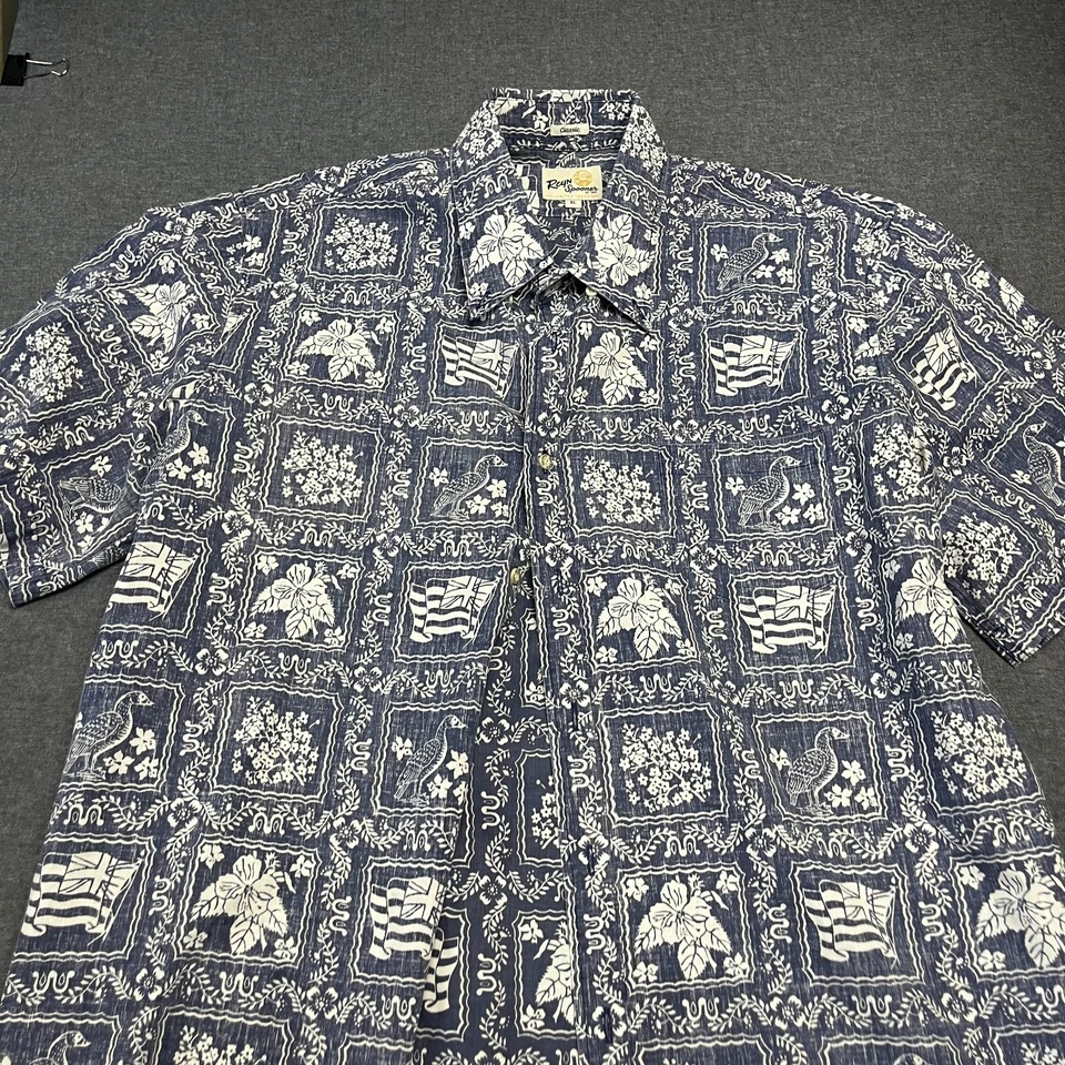 Camisa Aloha Reyn Spooner para hombre talla XL azul mezcla de algodón Foto 2 de 4
