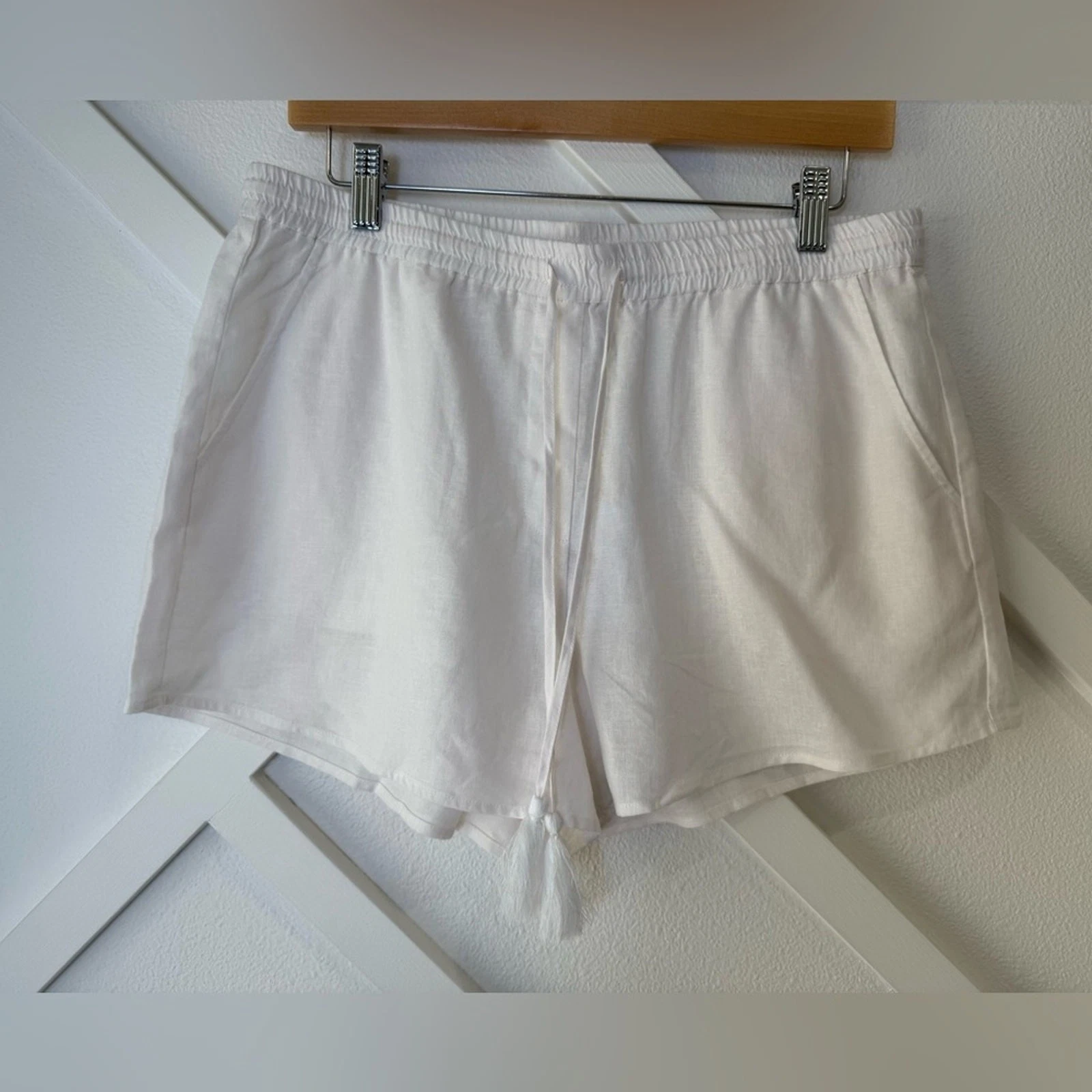 NWT Andie Swim The Graciosa Linen Blend Shorts Coconuts White Size Medium