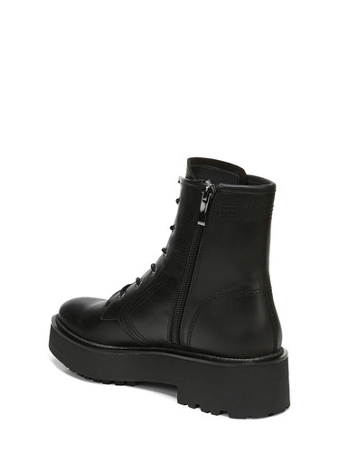 FRANCO SARTO Womens Black Shimmery Jensine Block Heel Leather Combat Boots 8.5 M