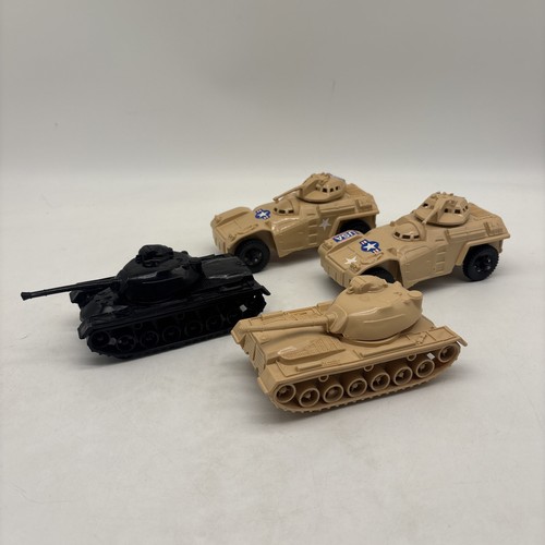 PROCESSED PLASTIC TOY ARMORED CAR MILITARY VEHICLE Four (4) Vehicle Lot!