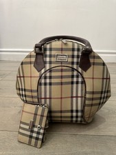 Burberrys Nova Check Hand Bag Canvas Beige