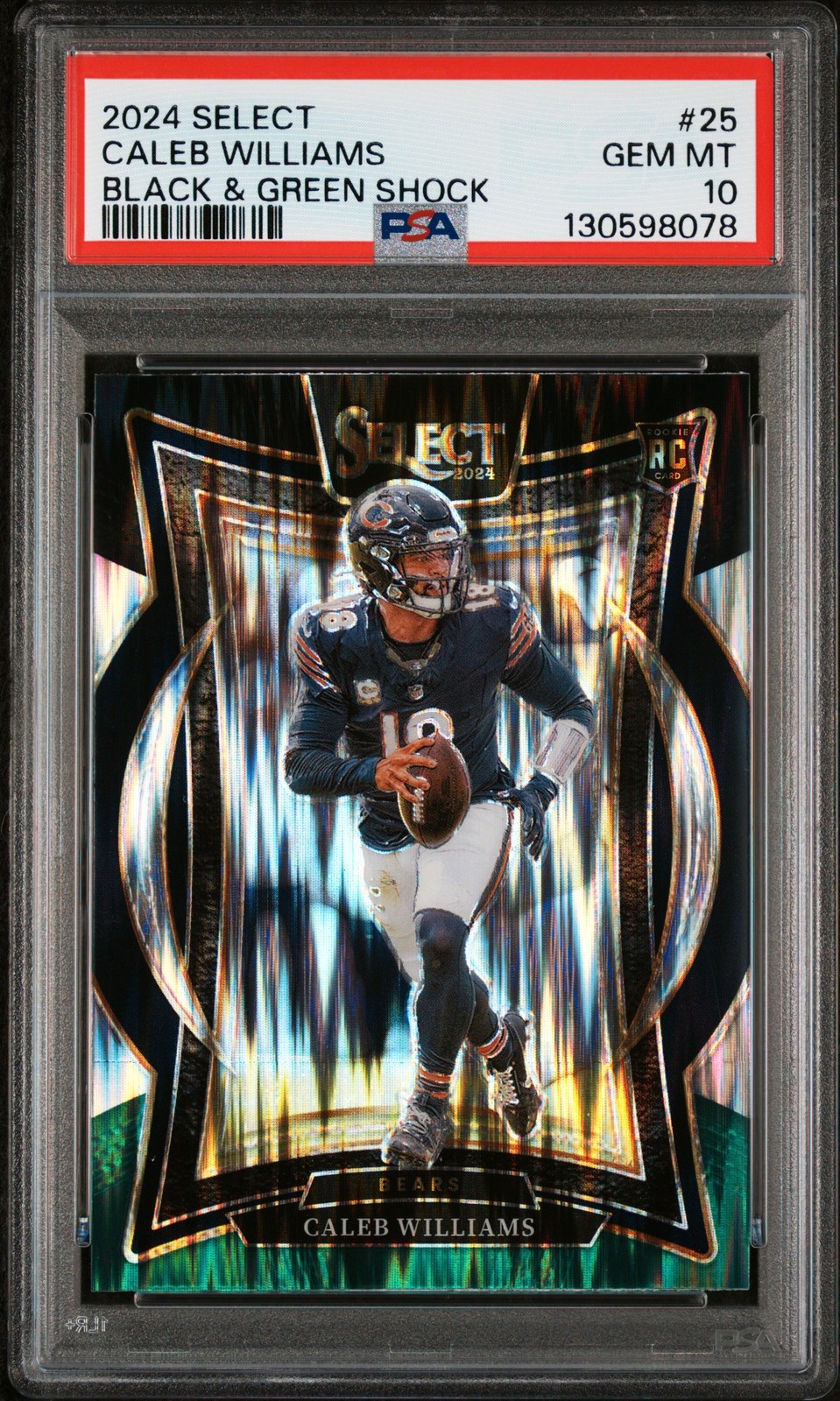 2024 Panini Select #25 Caleb Williams Black & Green Shock PSA 10