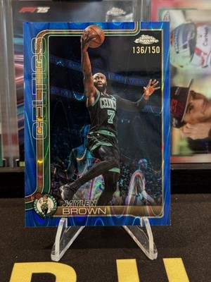 2025-26 Topps Chrome Update Jaylen Brown #9 Blue RayWave Refractor /150 Celtics