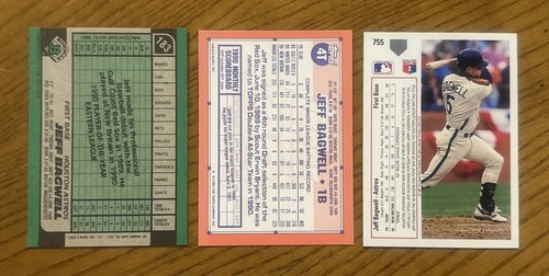 3x Vtg 1991 JEFF BAGWELL RC Lot Bowman #183 Topps #4T Upper Deck #755 HOF NM/Mt - Picture 2 of 8