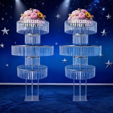 2PCS 61 Tall Crystal Wedding Centerpieces Flower Stand Vase Column Party Decor