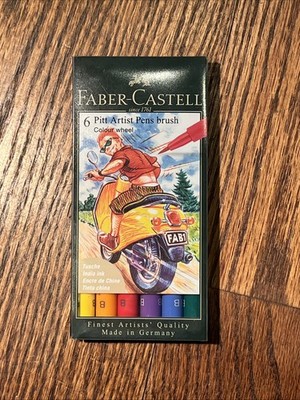 Faber-Castell Pitt Artist Pen Brush India Ink, Color Wheel Set Of 6 New Look  