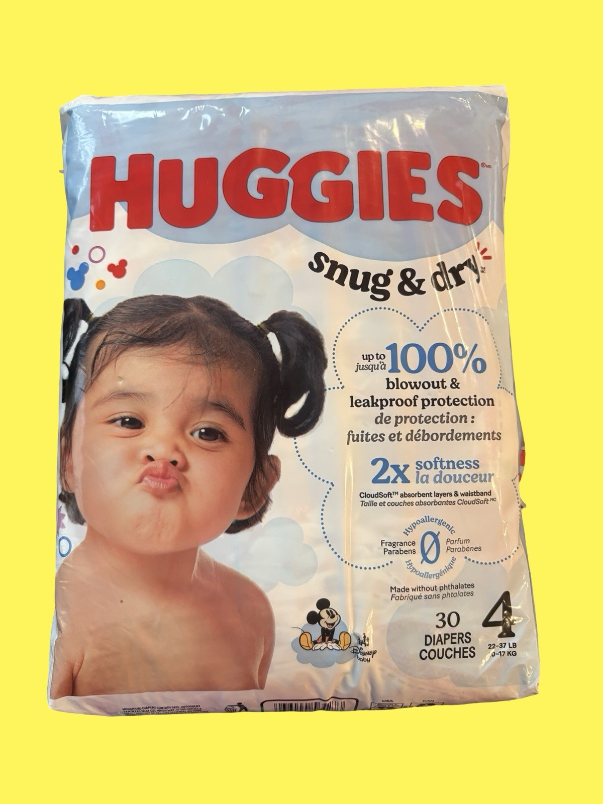 Huggies Snug And Dry Disney Size 4 30 Count 