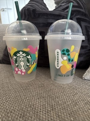 Starbucks Tassen x 2 Limited Edition Earth Day 16oz Deckel Geographic Mehrfarbig