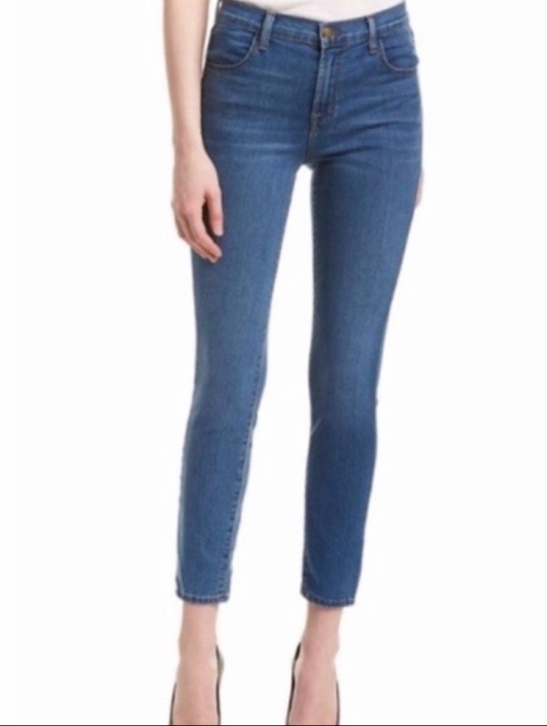 J Brand Alana High Rise Crop in Taintless Med Blue Skinny Stretch Jeans 28