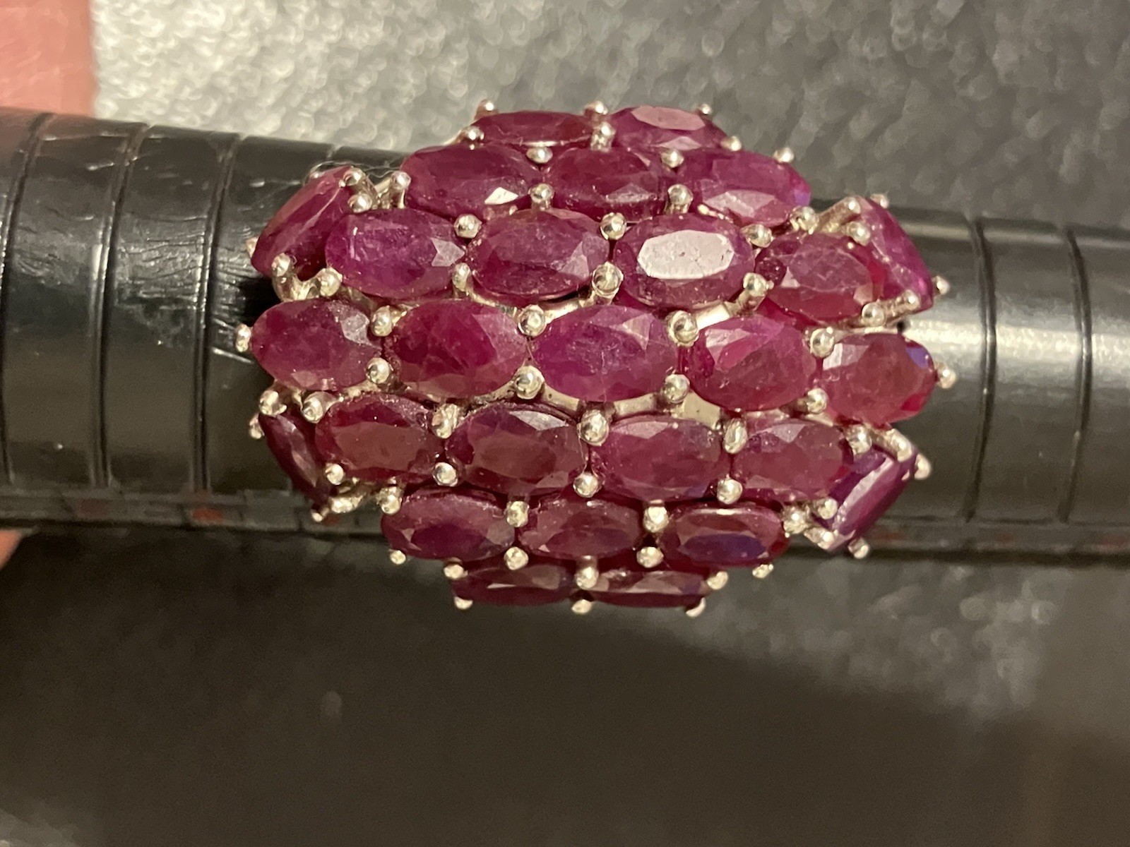 STERLING SILVER NATURAL RUBY LARGE CLUSTER RING 9… - image 6