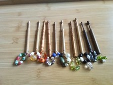 10 Wood Lace Making  Bobbins With Spangles #85