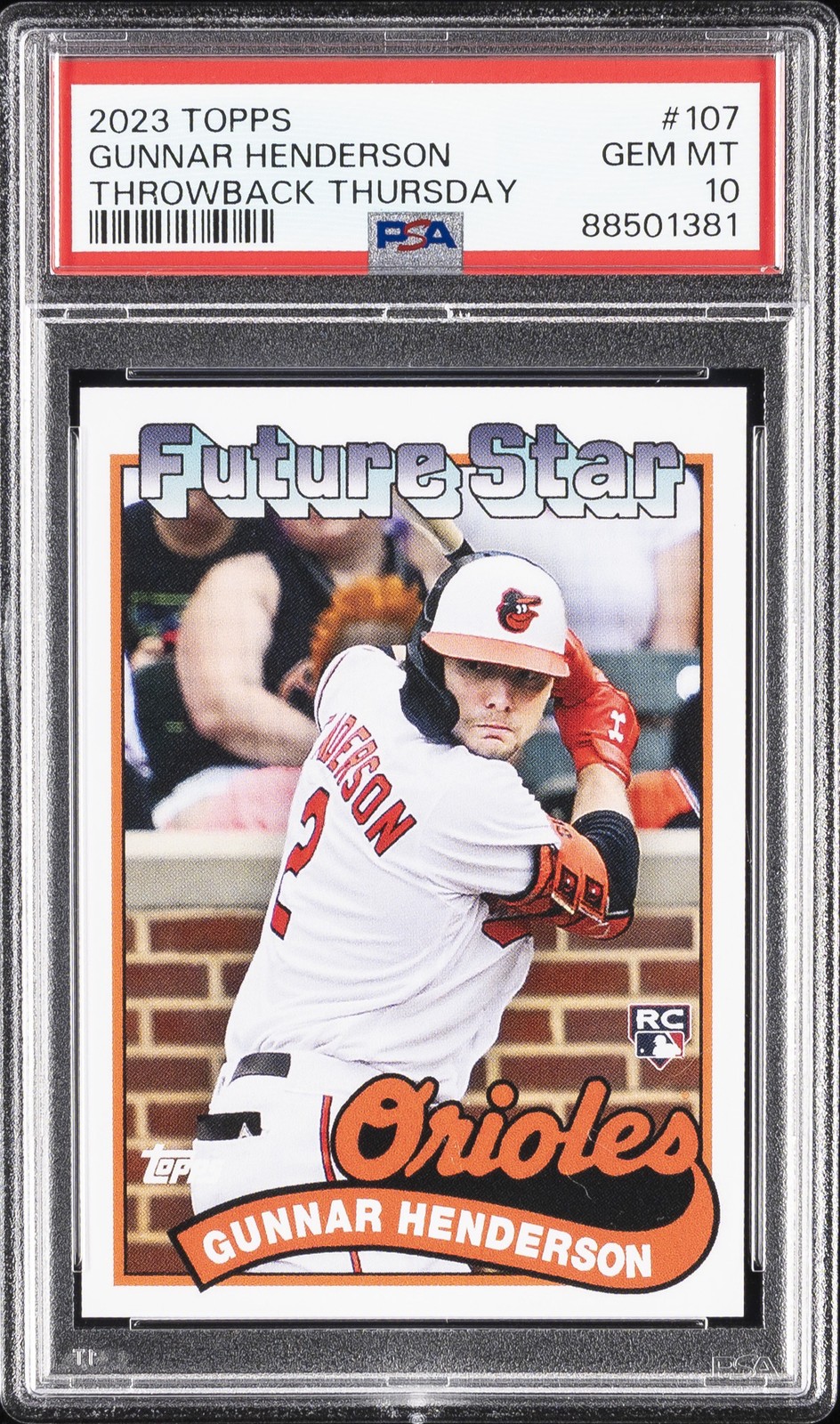 2023 TOPPS THROWBACK THURSDAY #107 GUNNAR HENDERSON ROOKIE RC PSA 10