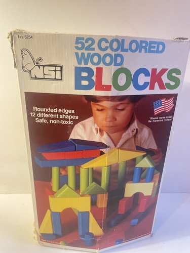 Vintage Topper Toys Colored Wood Blocks Shape Building 46 of 50 blocks - Picture 3 of 4