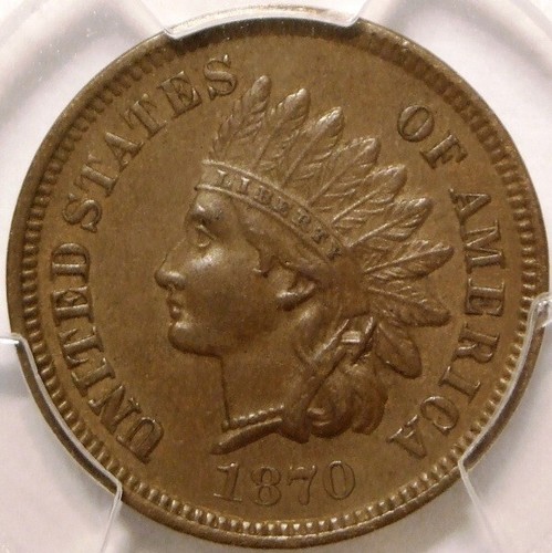 1870 INDIAN CENT, FS-303 PICK AXE VARIETY, FLAWLESS, PCGS GOLD SHIELD AU58 CAC