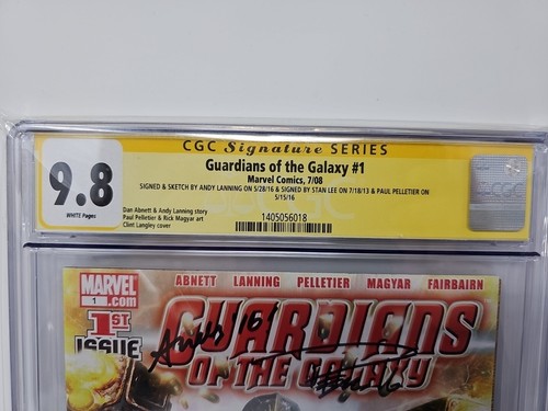 CGC 9.8 SS Guardians of the Galaxy #1 signed Stan Lee Pelletier & Lanning+Sketch - Picture 6 of 8
