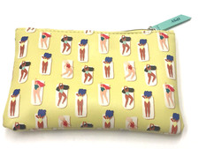 Ipsy Yellow Cosmetic/ Makeup Bag Women Exercising in Bathing Suits Summer Fun