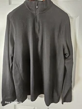 Cutter And Buck Mens LARGE DryTec Cotton 1/4 Zip Pullover Black Golf Gorpcore