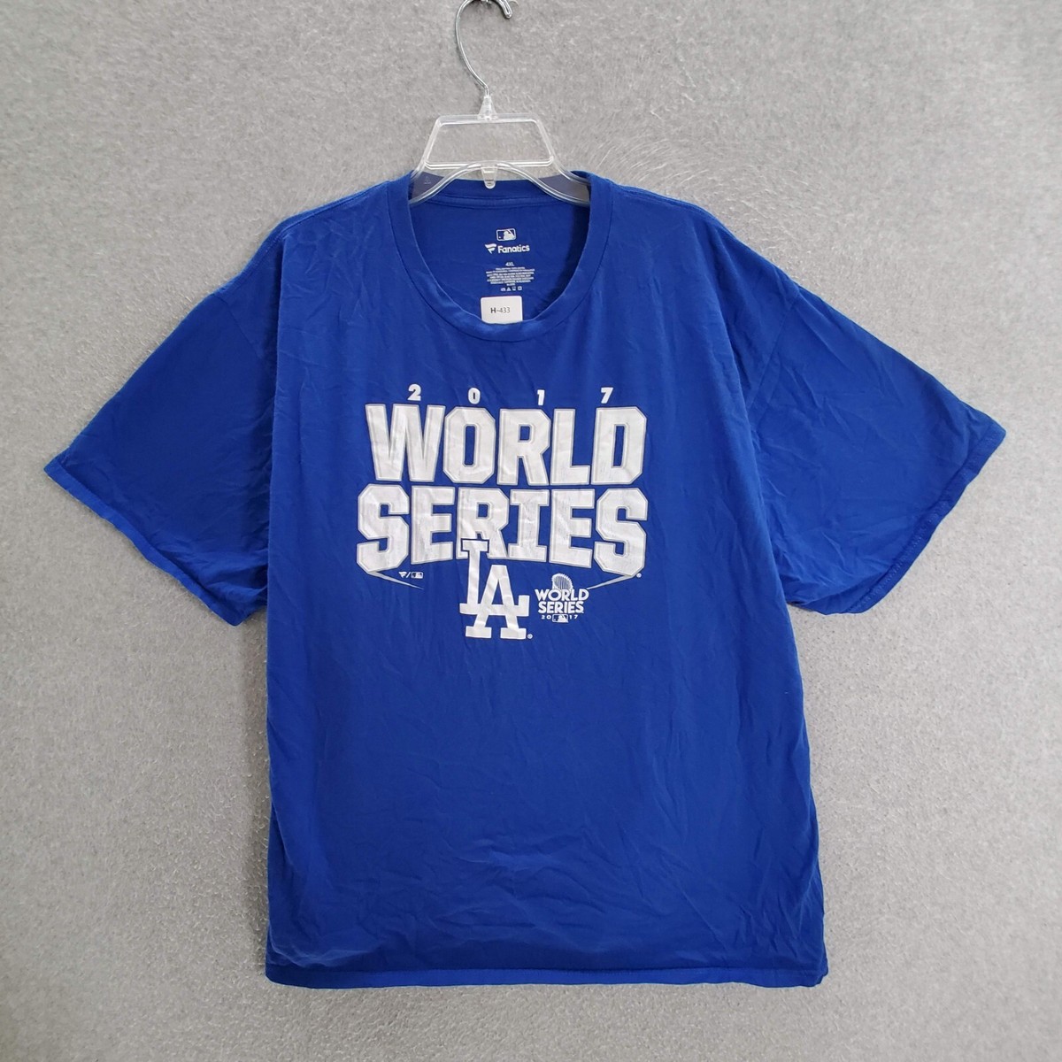 Los Angeles Dodgers Men T-Shirt 4XL Blue Logo World Series