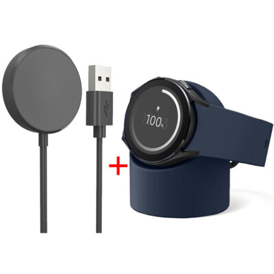 For Samsung Galaxy Watch 6 5 4 3 Wireless Charging Dock Cable + Silicone Stand