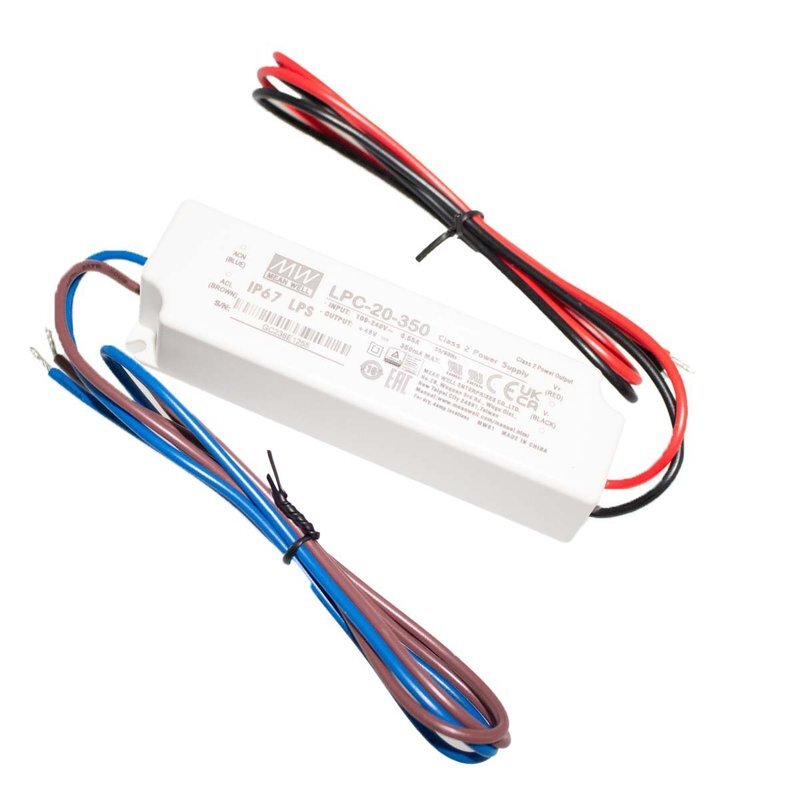 MW MEAN WELL Led Driver CC LPC-20-350 IP67 Output 17W 48V 350mA Input 100-240V 0