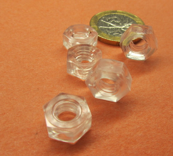Hex Nut, Polycarbonate, 1/4